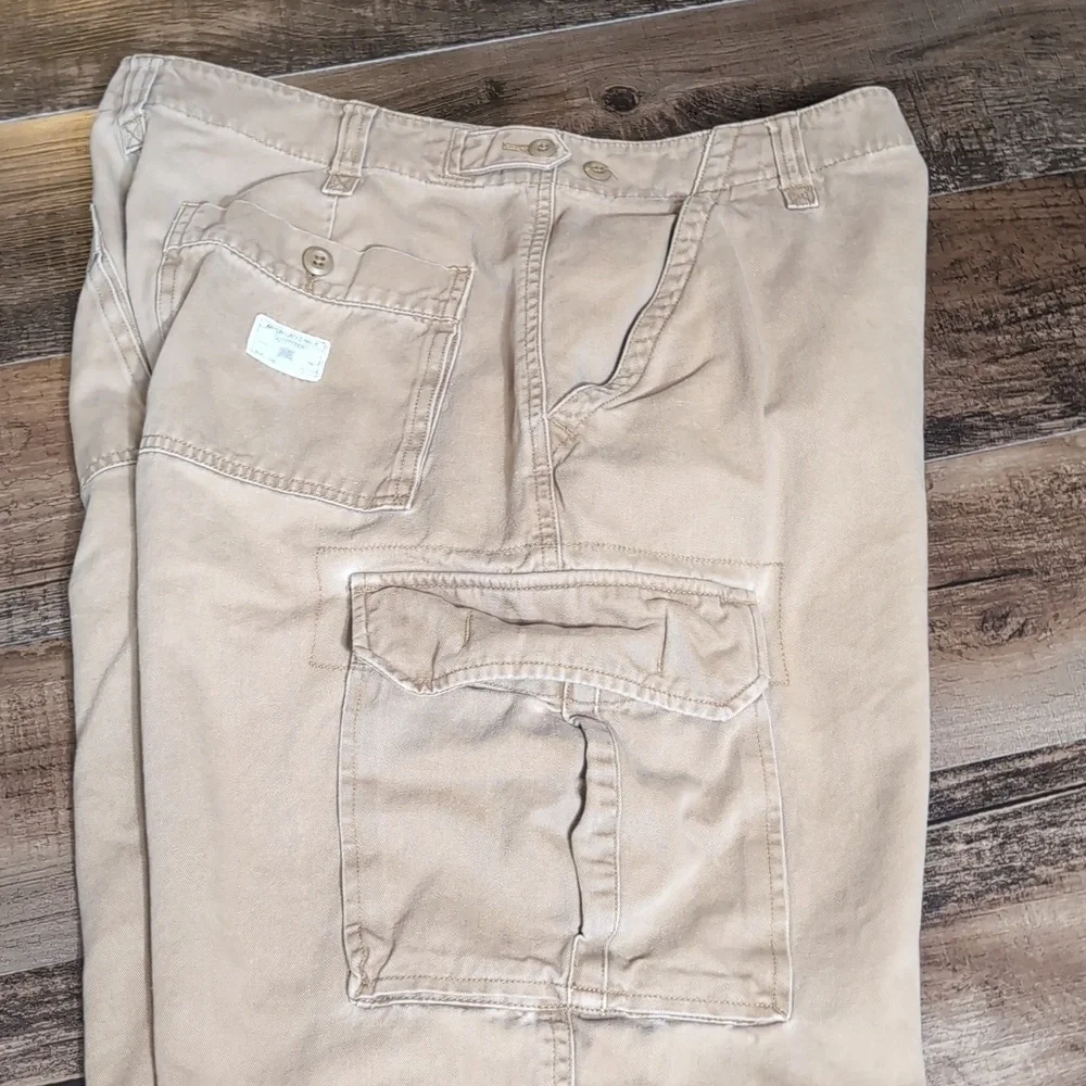 Vintage Y2K American Eagle Baggy Utility Cargo Pants In Brown Khaki Size 33x34 - Picture 7 of 12